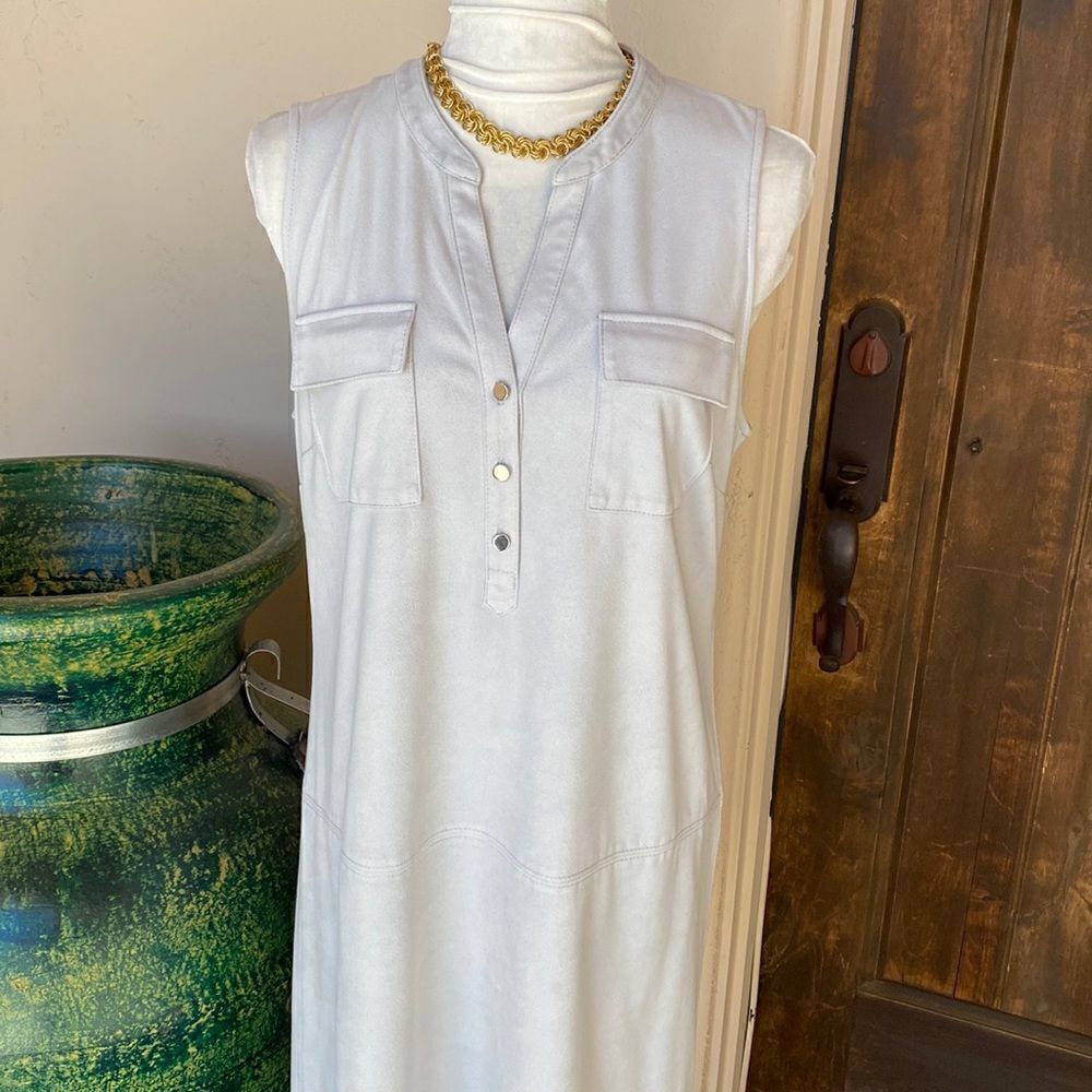 Lite grey Faux Suede sleeveless dress by Alfani size 10